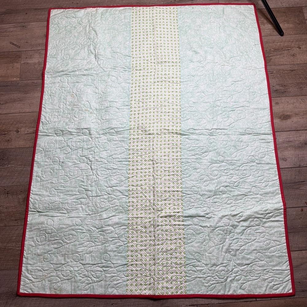 Huge Vintage Patchwork Quilt Retro Floral Geometric Mod Multi-Color 57" X 44" - Picture 2 of 7